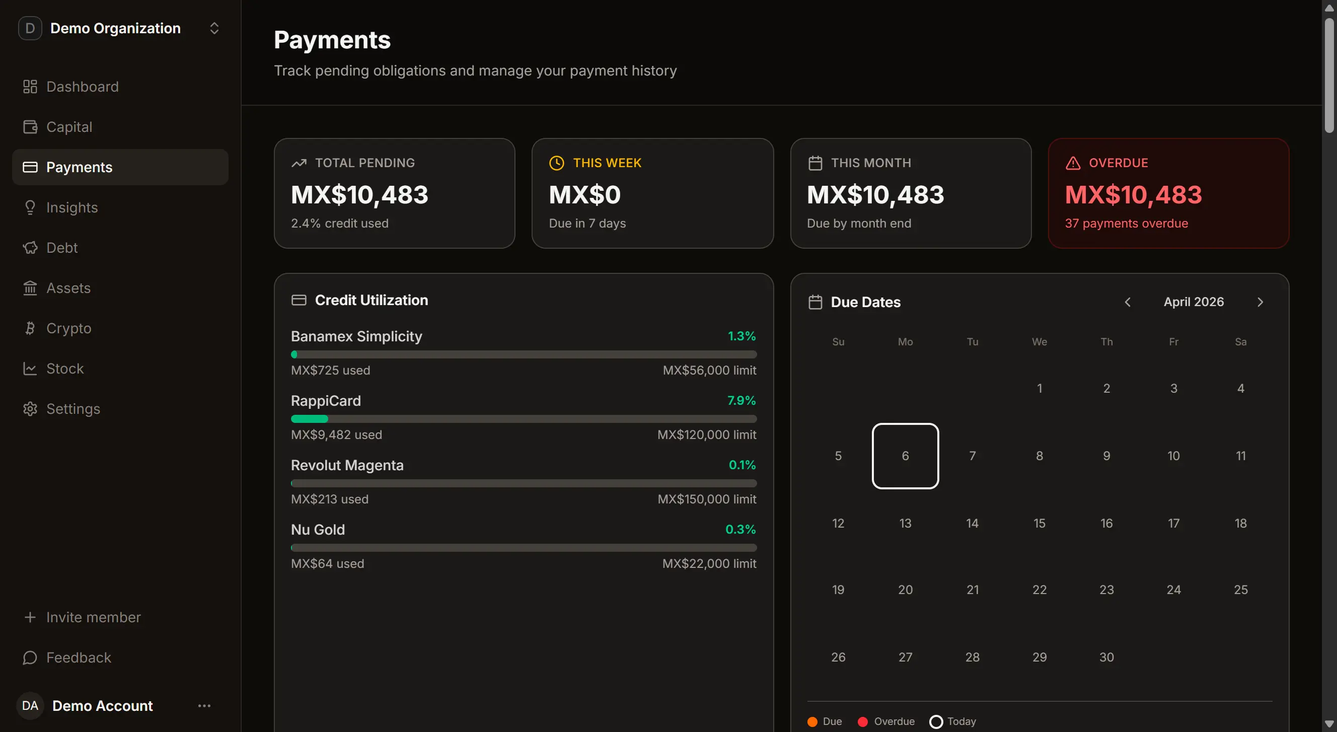 Payment tracking & scheduling